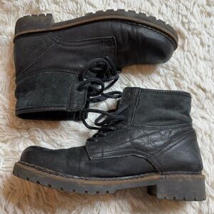 Pajar Track Black Leather Lace Up Round Toe Ankle Boots Shoes US 8-8.5